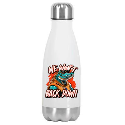 Retro We WonT Back Down Blue And Orange Gator Stainless Steel Insulated Water Bottle