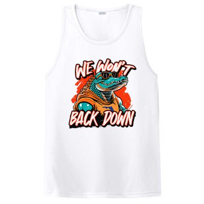 Retro We WonT Back Down Blue And Orange Gator PosiCharge Competitor Tank