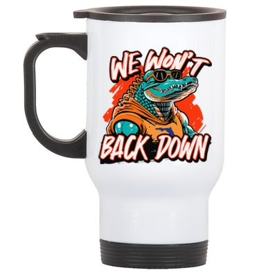 Retro We WonT Back Down Blue And Orange Gator Stainless Steel Travel Mug