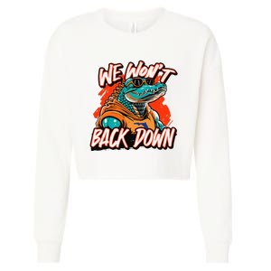 Retro We WonT Back Down Blue And Orange Gator Cropped Pullover Crew