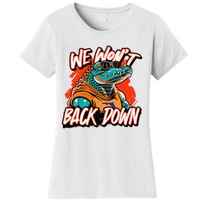 Retro We WonT Back Down Blue And Orange Gator Women's T-Shirt