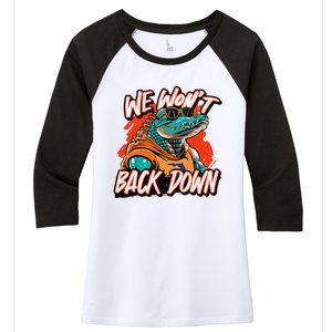 Retro We WonT Back Down Blue And Orange Gator Women's Tri-Blend 3/4-Sleeve Raglan Shirt