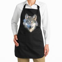 Realistic White Wolf, Realistic Animal Print With Colors Premium Apron