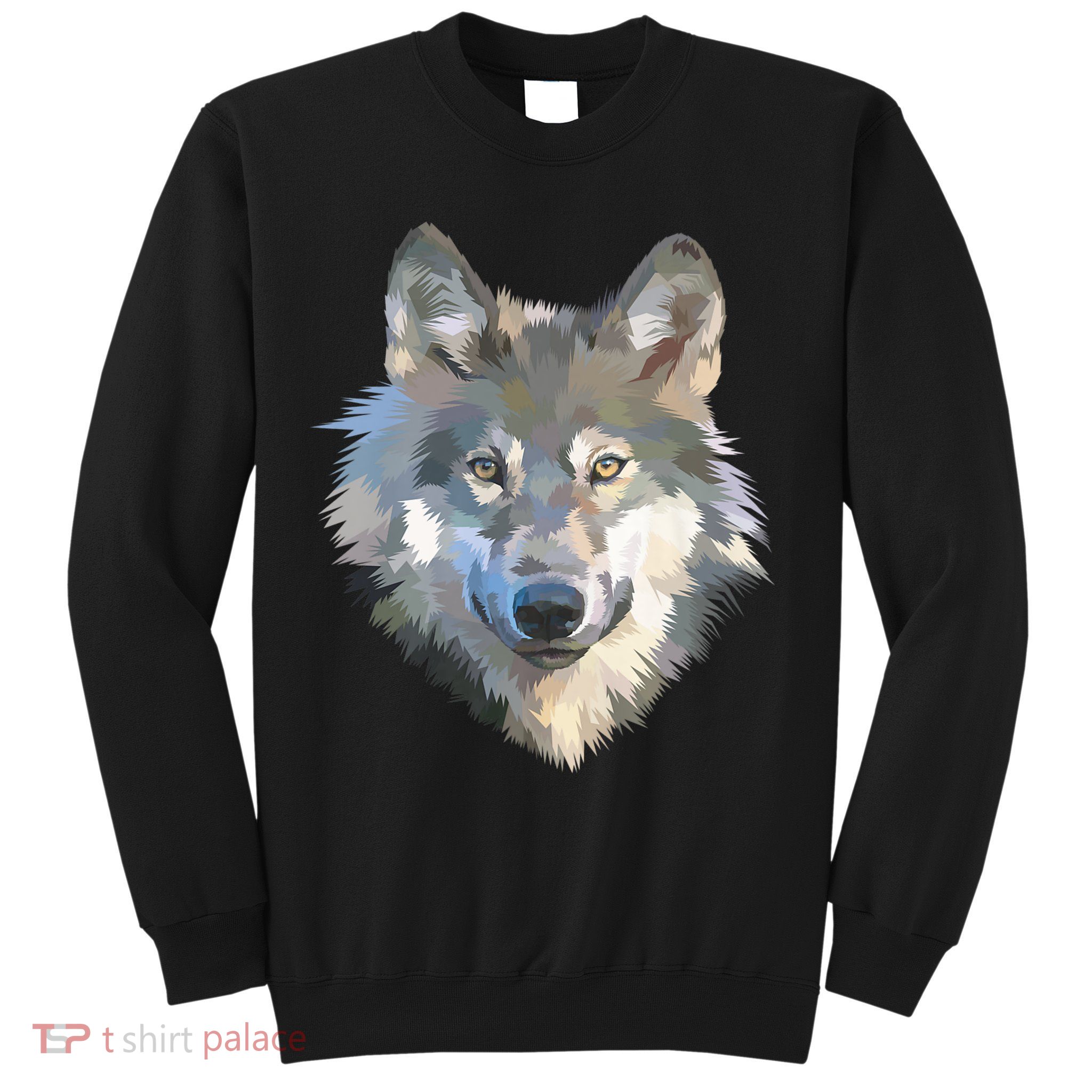 Realistic White Wolf, Realistic Animal Print With Colors Premium Sweatshirt