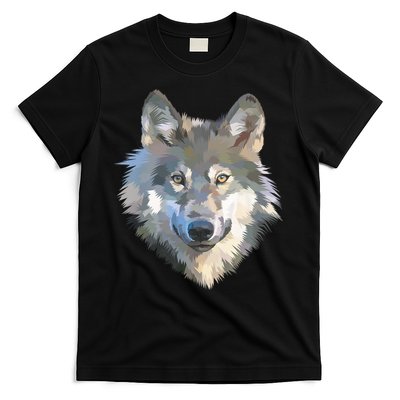 Realistic White Wolf, Realistic Animal Print With Colors Premium T-Shirt