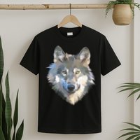 Realistic White Wolf, Realistic Animal Print With Colors Premium T-Shirt