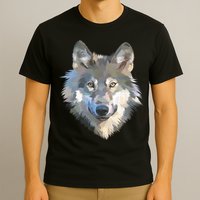 Realistic White Wolf, Realistic Animal Print With Colors Premium T-Shirt