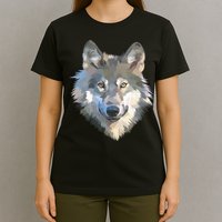 Realistic White Wolf, Realistic Animal Print With Colors Premium T-Shirt