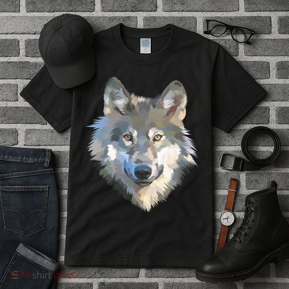 Realistic White Wolf, Realistic Animal Print With Colors Premium Tall T-Shirt