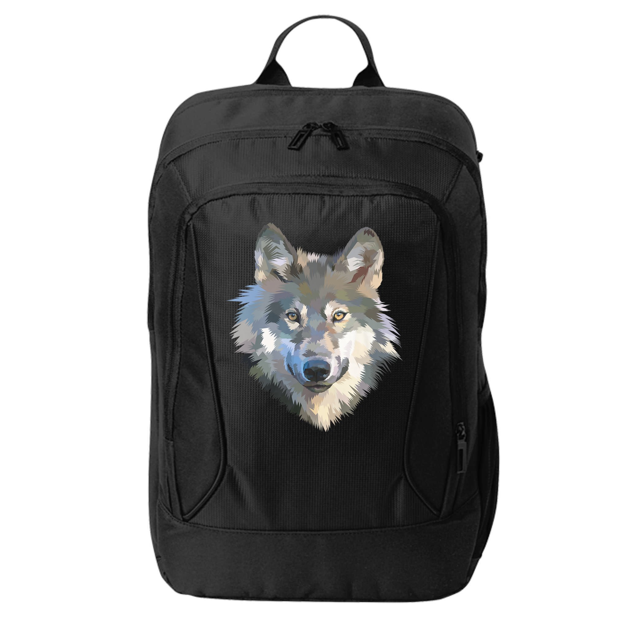 Realistic White Wolf, Realistic Animal Print With Colors Premium City Backpack
