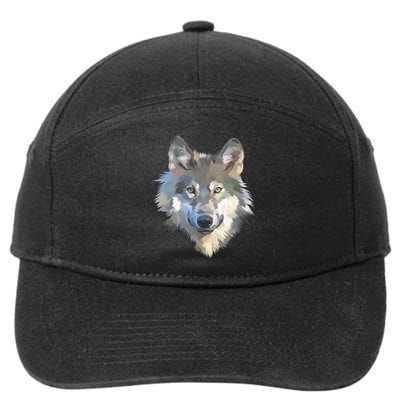 Realistic White Wolf, Realistic Animal Print With Colors Premium 7-Panel Snapback Hat
