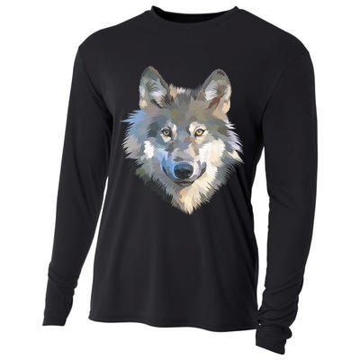 Realistic White Wolf, Realistic Animal Print With Colors Premium Cooling Performance Long Sleeve Crew