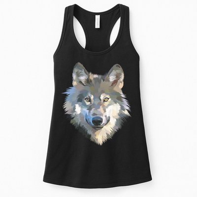 Realistic White Wolf, Realistic Animal Print With Colors Premium Womens Tank Top