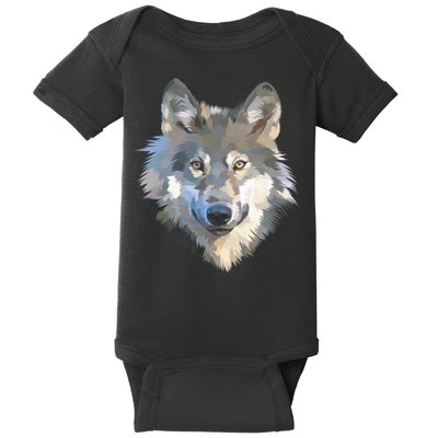 Realistic White Wolf, Realistic Animal Print With Colors Premium Baby Bodysuit