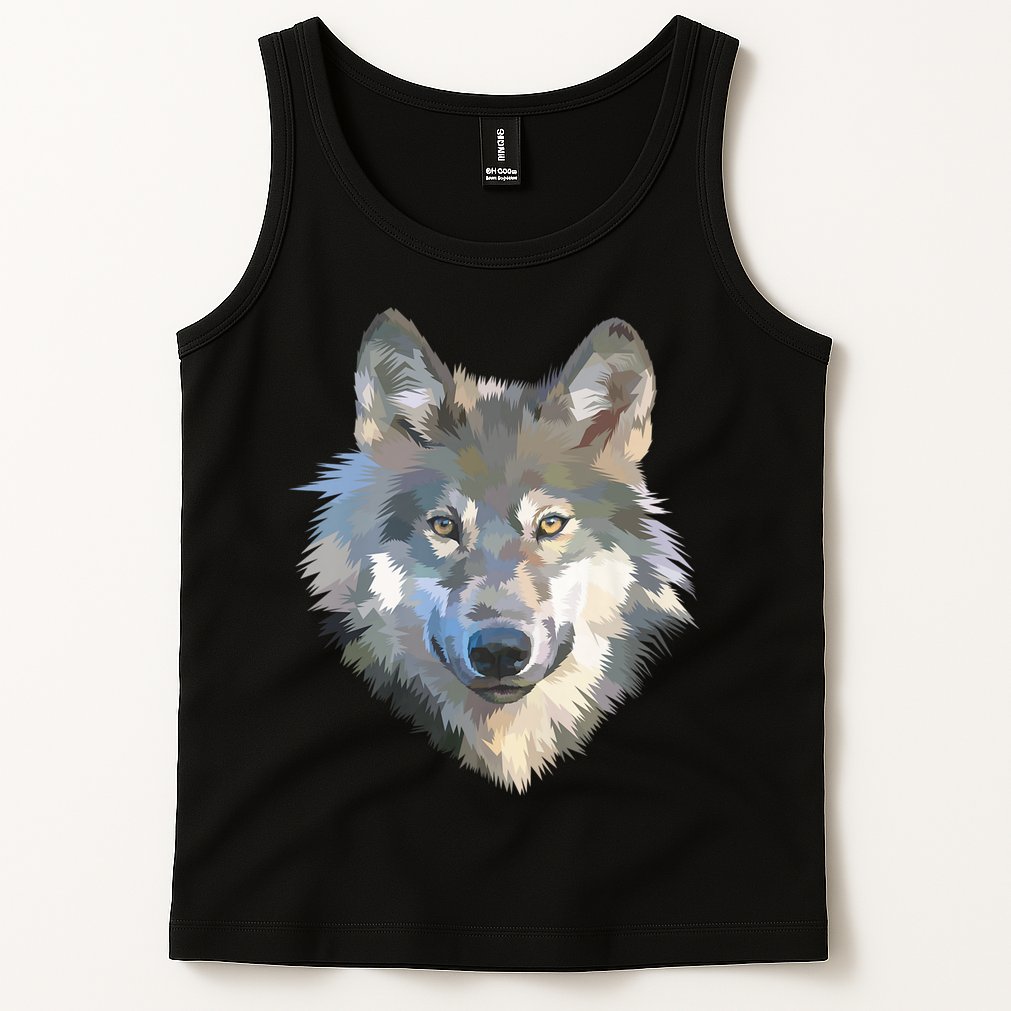 Realistic White Wolf, Realistic Animal Print With Colors Premium Tank Top