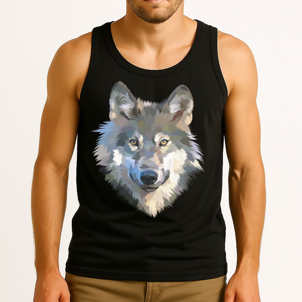 Realistic White Wolf, Realistic Animal Print With Colors Premium Tank Top