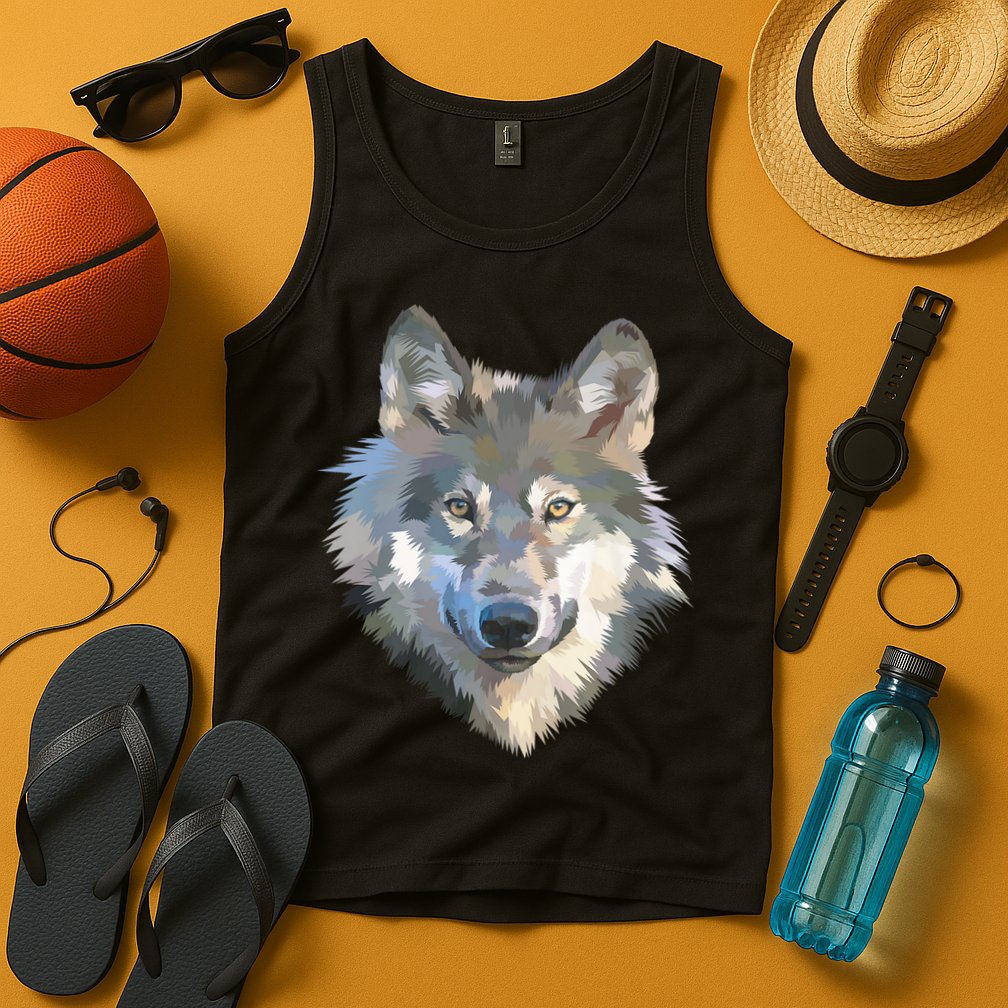 Realistic White Wolf, Realistic Animal Print With Colors Premium Tank Top