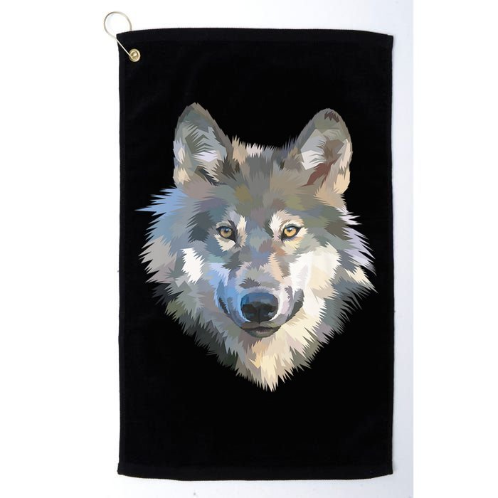 Realistic White Wolf, Realistic Animal Print With Colors Premium Golf Towel
