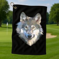 Realistic White Wolf, Realistic Animal Print With Colors Premium Golf Towel