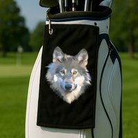 Realistic White Wolf, Realistic Animal Print With Colors Premium Golf Towel