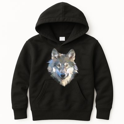 Realistic White Wolf, Realistic Animal Print With Colors Premium Kids Hoodie