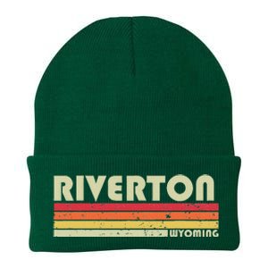 Riverton Wy Wyoming Funny City Home Roots Gift Retro 70s 80s Knit Cap Winter Beanie