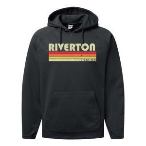 Riverton Wy Wyoming Funny City Home Roots Gift Retro 70s 80s Performance Fleece Hoodie