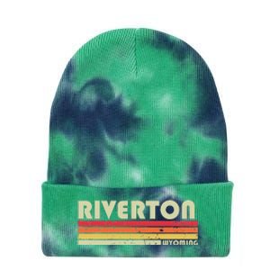 Riverton Wy Wyoming Funny City Home Roots Gift Retro 70s 80s Tie Dye 12in Knit Beanie