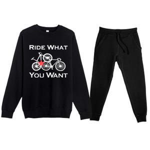 Ride What You Want Bicycle Premium Crewneck Sweatsuit Set