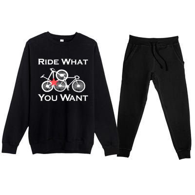 Ride What You Want Bicycle Premium Crewneck Sweatsuit Set