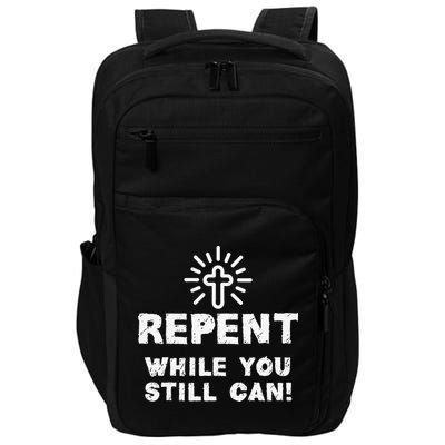 Repent While You Still Can! Christian (White) Impact Tech Backpack