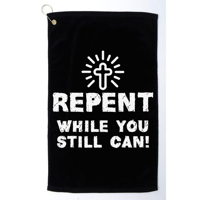 Repent While You Still Can! Christian (White) Golf Towel