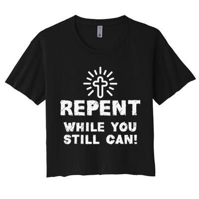 Repent While You Still Can! Christian (White) Crop Top