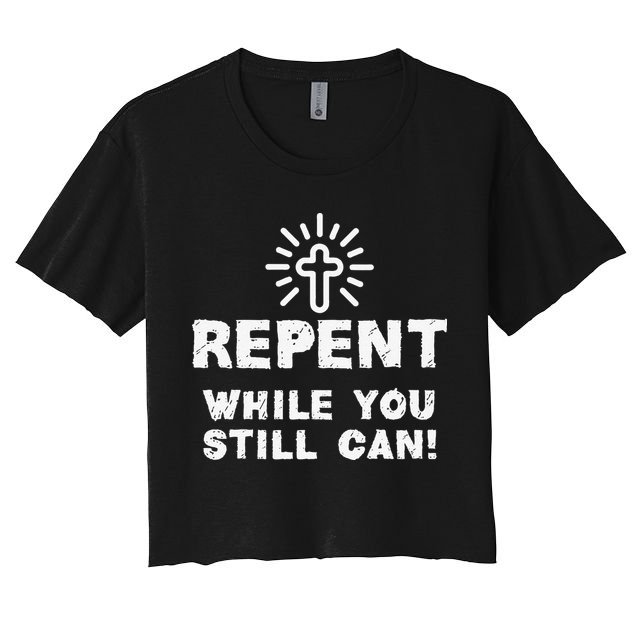 Repent While You Still Can! Christian (White) Crop Top