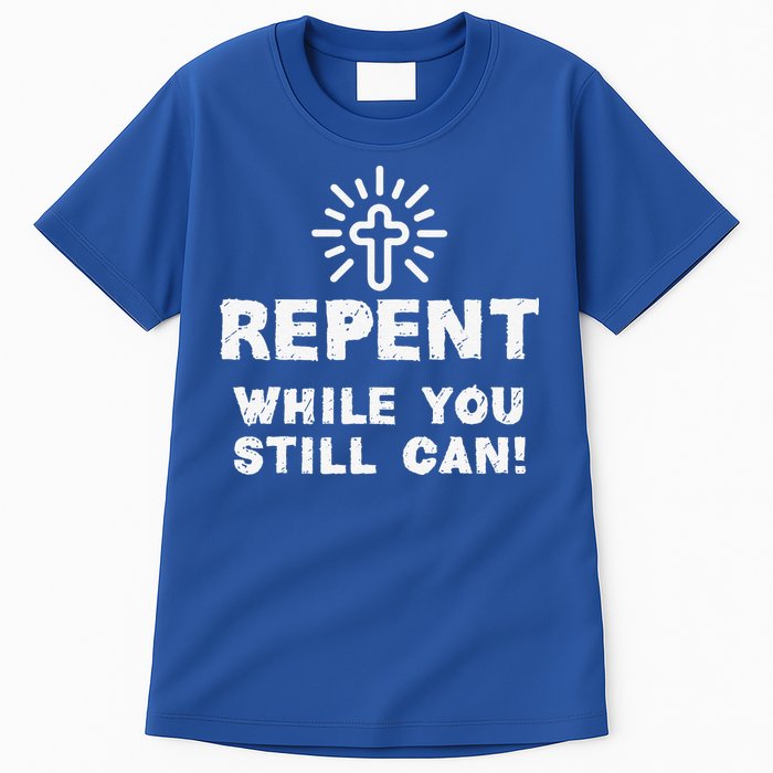 Repent While You Still Can! Christian (White) Tall T-Shirt