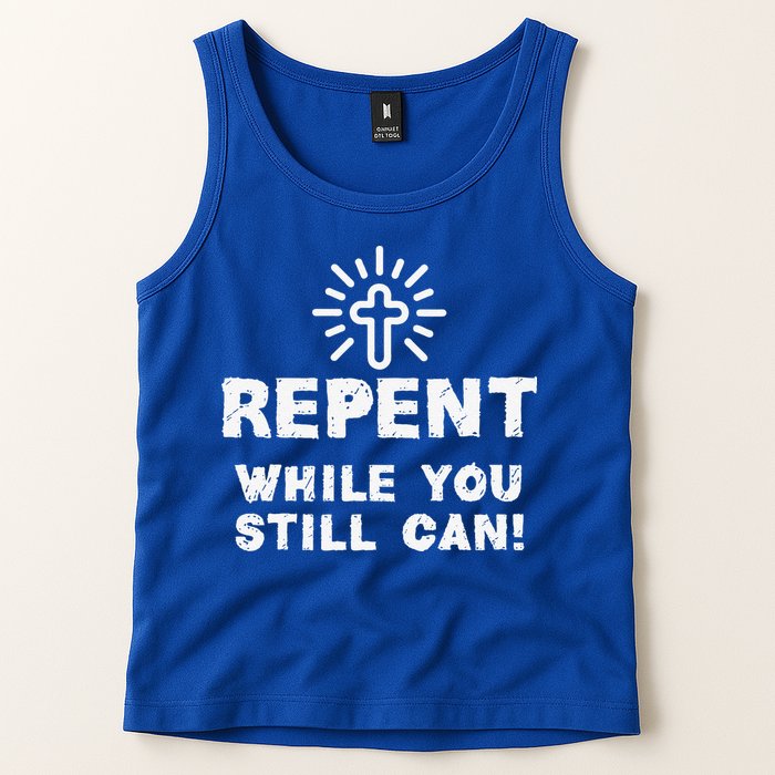 Repent While You Still Can! Christian (White) Tank Top