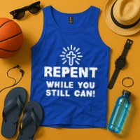 Repent While You Still Can! Christian (White) Tank Top