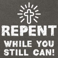 Repent While You Still Can! Christian (White) Cotton Canvas Backpack