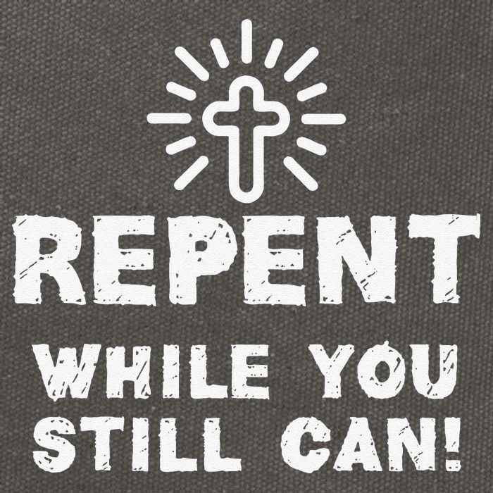 Repent While You Still Can! Christian (White) Cotton Canvas Backpack