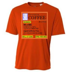 Rx Prescription Coffee Dr Caffeine Funny Cooling Performance Crew T-Shirt