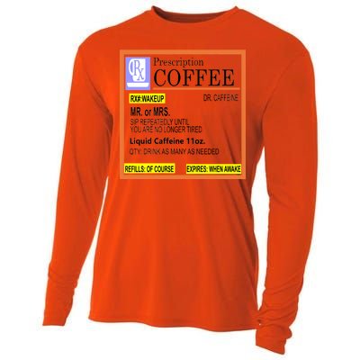 Rx Prescription Coffee Dr Caffeine Funny Cooling Performance Long Sleeve Crew