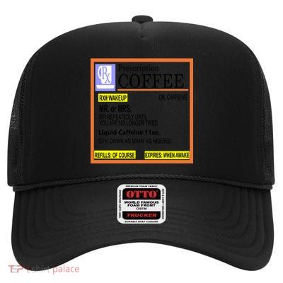 Rx Prescription Coffee Dr Caffeine Funny High Crown Mesh Back Trucker Hat