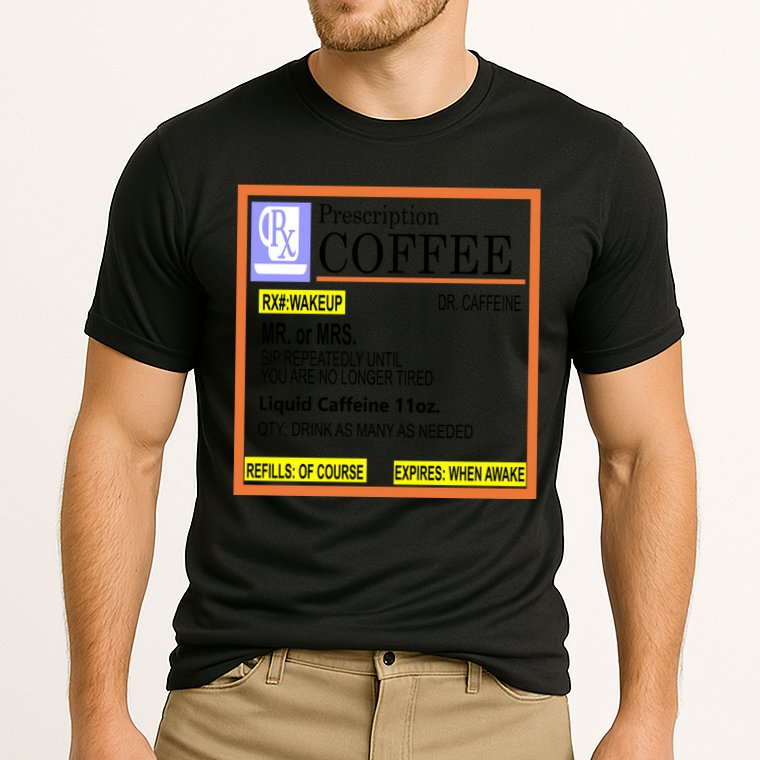 Rx Prescription Coffee Dr Caffeine Funny Cooling Performance Crew T-Shirt
