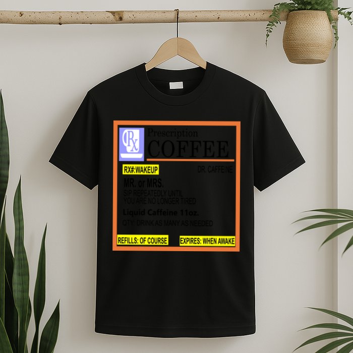 Rx Prescription Coffee Dr Caffeine Funny T-Shirt