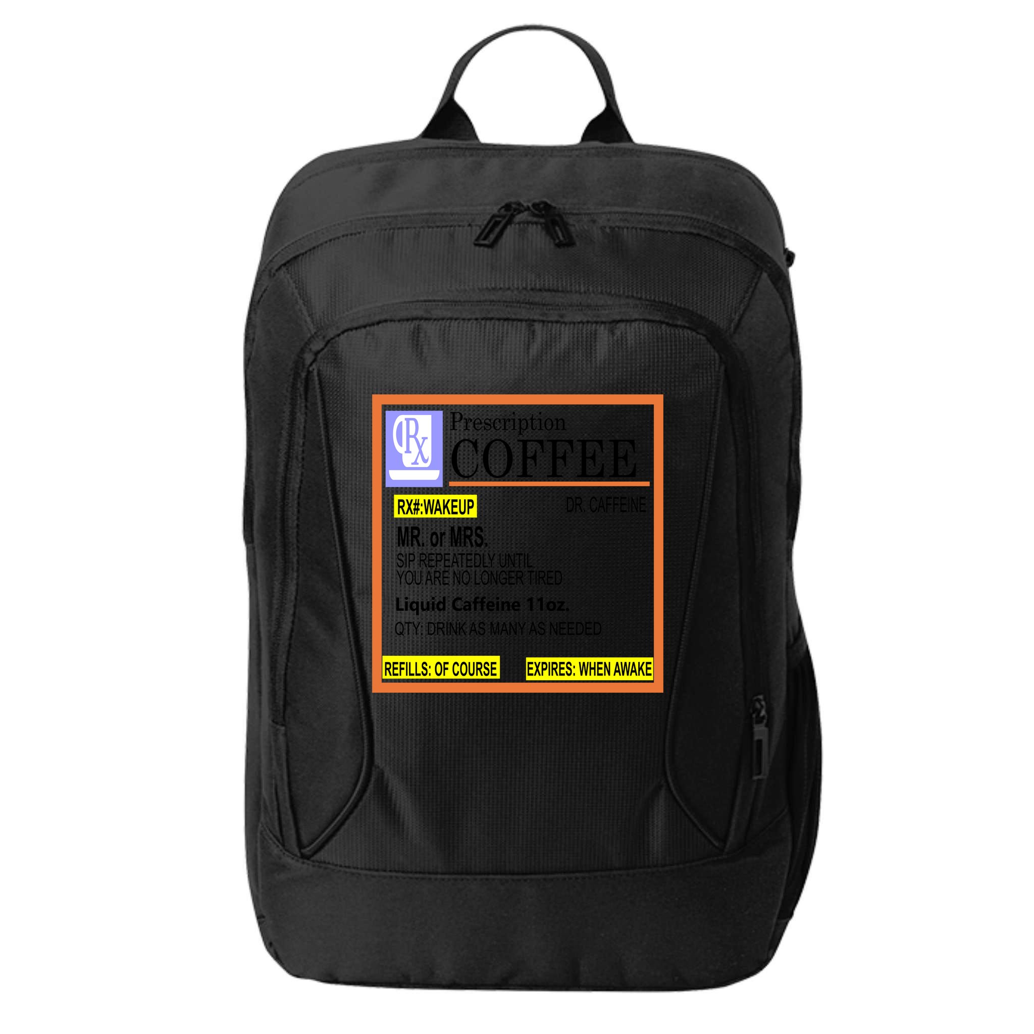 Rx Prescription Coffee Dr Caffeine Funny City Backpack