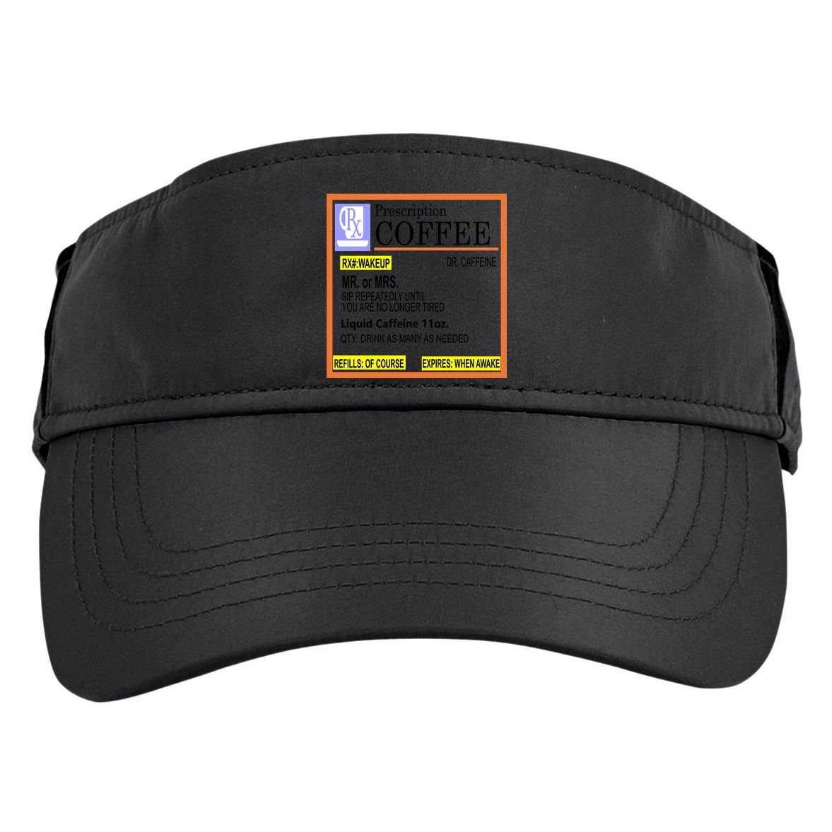 Rx Prescription Coffee Dr Caffeine Funny Adult Drive Performance Visor