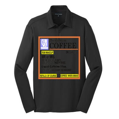 Rx Prescription Coffee Dr Caffeine Funny Silk Touch Performance Long Sleeve Polo