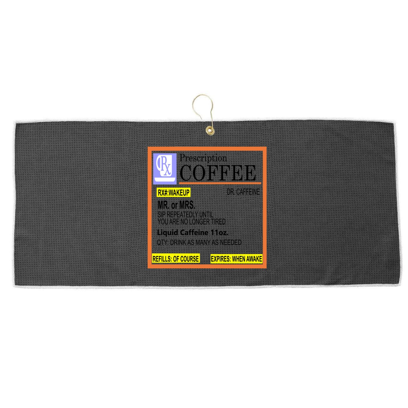 Rx Prescription Coffee Dr Caffeine Funny Large Microfiber Waffle Golf Towel