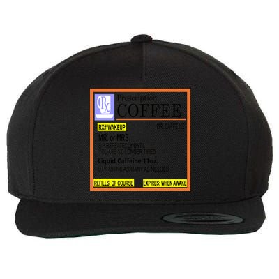 Rx Prescription Coffee Dr Caffeine Funny Wool Snapback Cap