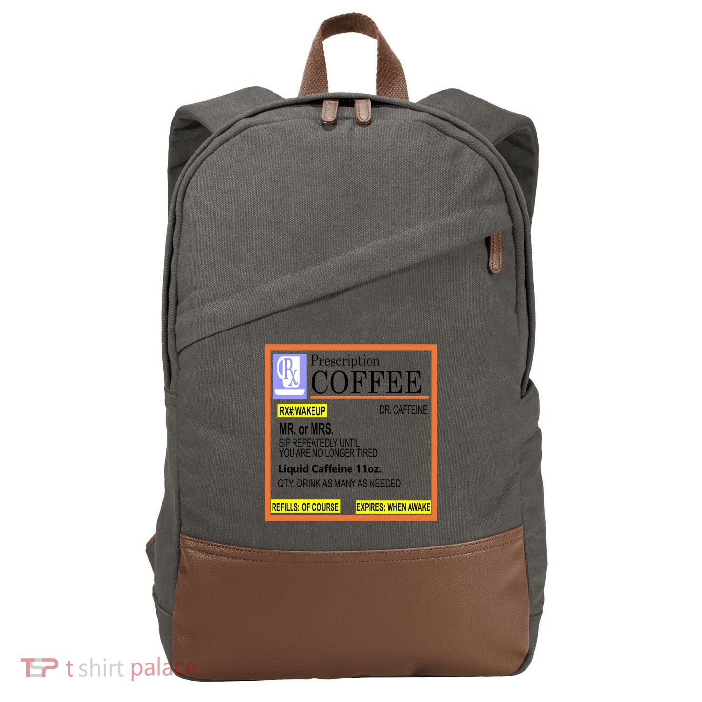 Rx Prescription Coffee Dr Caffeine Funny Cotton Canvas Backpack